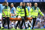 Manchester City's Aymeric Laporte being stretchered off