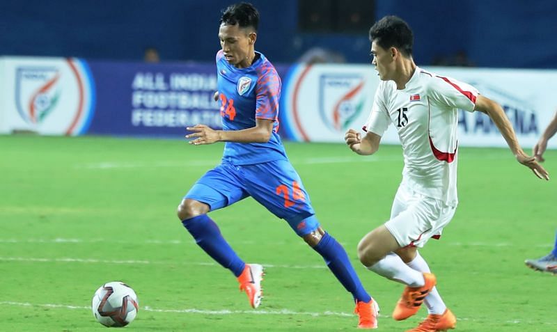 Amarjit Singh against DPR Korea in Hero Intercontinental Cup 2019