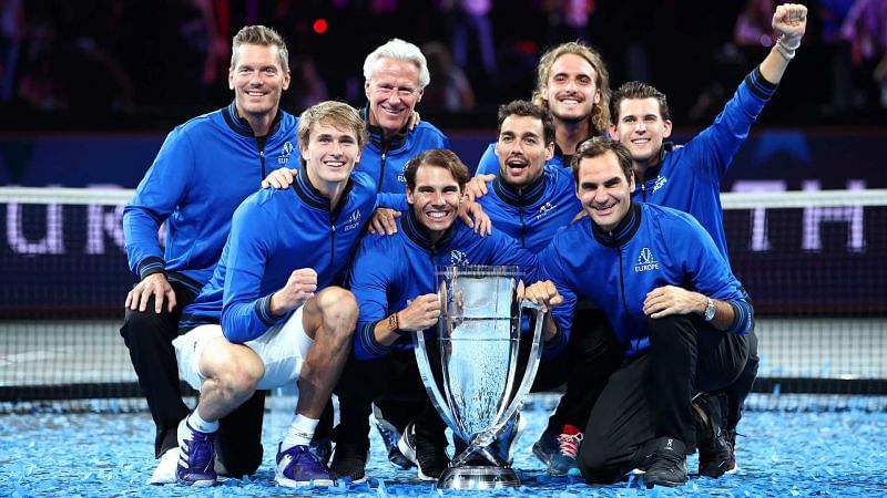 Team Europe celebrate their third Laver Cup triumph in Geneva