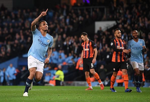 Gabriel Jesus celebrates a goal