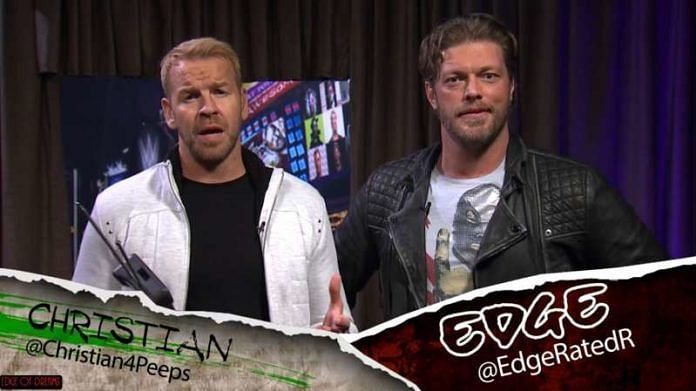 Edge and Christian on an episode of The Edge and Christian Show That Totally Reeks of Awesomeness