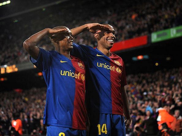 Eto&#039;o built quite an understanding with Henry and Messi at Barcelona