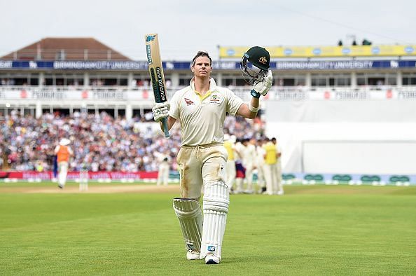 Steve Smith acknowledges the applause at Edgbaston
