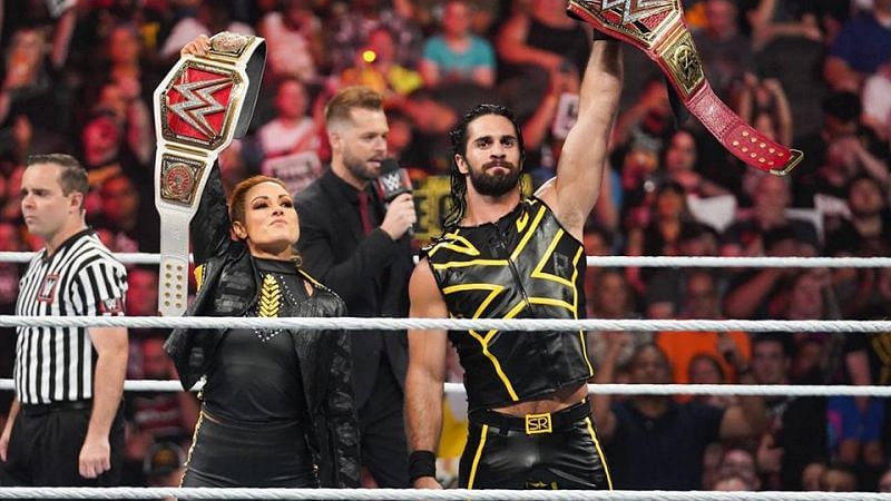 WWE RAW Women&#039;s Champion Becky Lynch and WWE Universal Champion Seth Rollins