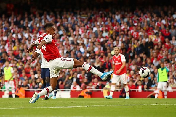 Aubameyang pokes home from close-range to level the scoring after Arsenal&#039;s second-half dominance