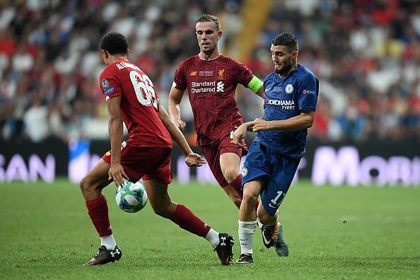 Action from the Liverpool v Chelsea UEFA Super Cup clash.