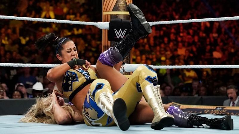 Bayley pinned Charlotte after sending her into the turnbuckles