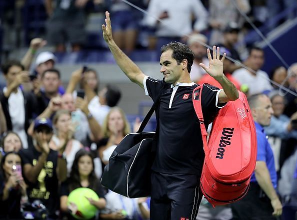 2019 US Open - Roger Federer acknowledges the New York crowd following his shock exit