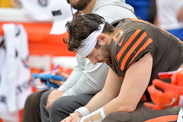 A dejected Baker Mayfield