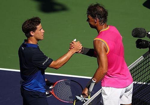 Diego Schwartzman (L) and Rafael Nadal