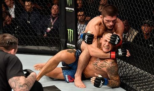 Khabib Nurmagomedov remains the UFC Lightweight title after choking out Dustin Poirier