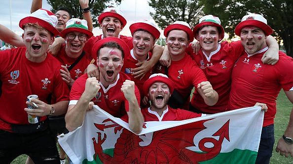 A group of Wales fans in Tokyo