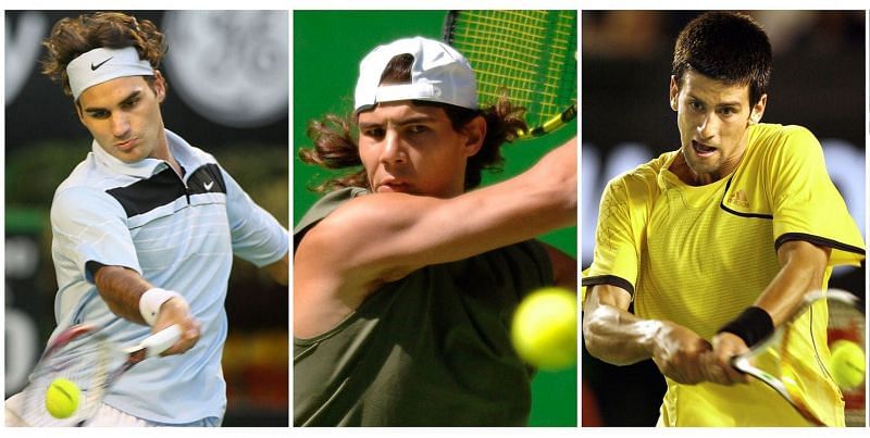The &#039;big three&#039; of Federer, Nadal, and Djokovic (from left to right)