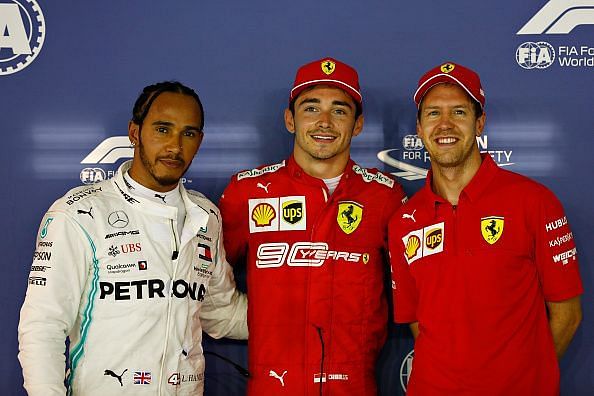 Lewis Hamilton, Charles Leclerc and Sebastian Vettel locked the top three spots