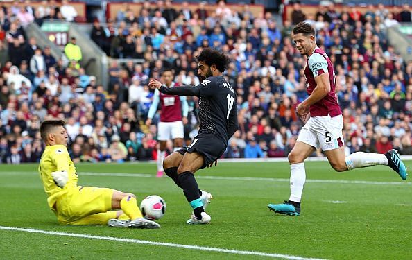 Nick Pope denied Mohamed Salah at least twice before Liverpool snuck ahead