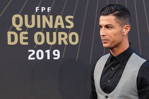 Ronaldo at the award ceremony to pick up his 10th award