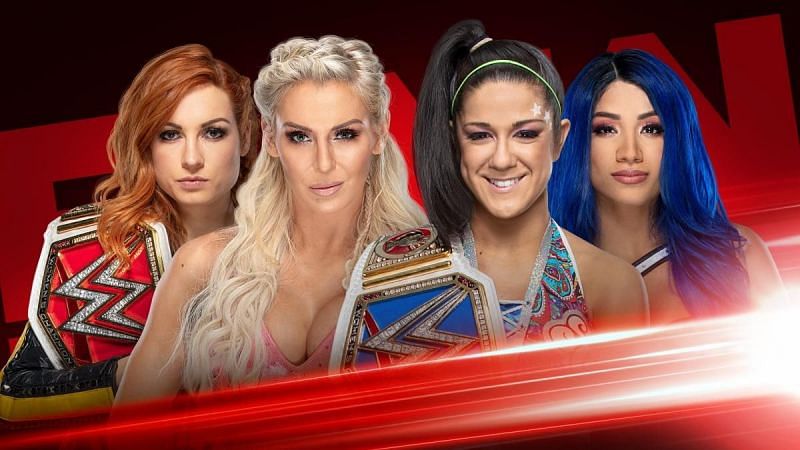 A huge tag-team match on RAW sees Lynch and Flair facing Banks and Bayley