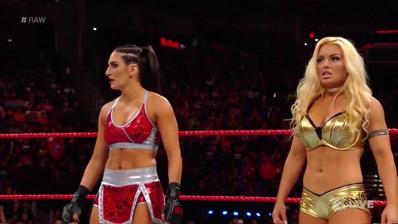 Mandy Rose and Sonya Deville in action