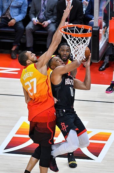 Gobert in Game 3 vs. the Houston Rockets last playoffs