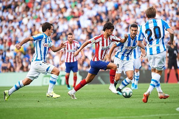 Players were quick to surround Joao Felix to prevent him from doing any damage