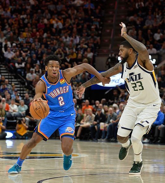 Shai Gilgeous-Alexander in action for Oklahoma City Thunder.