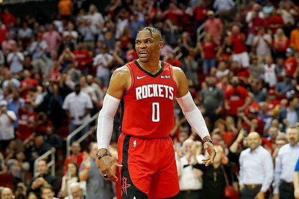 Russell Westbrook led the Rockets to their first win of the season against the Pelicans.