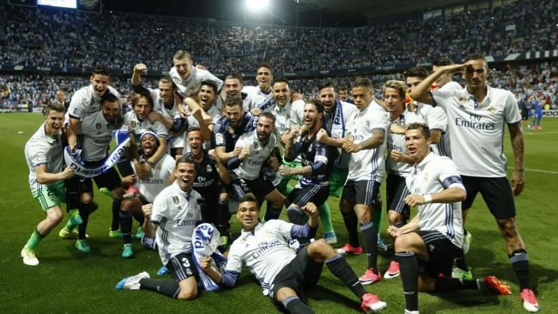 Ronaldo celebrates his second La Liga title with Real Madrid in 2016-17