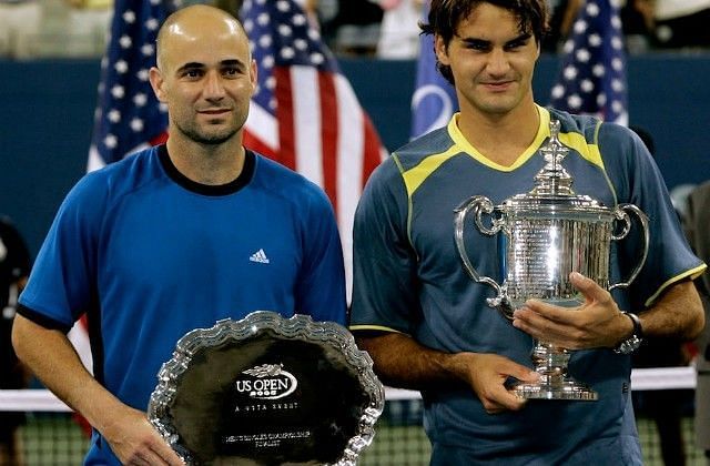 Federer beats Agassi in the 2005 US Open final