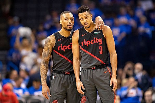 Portland Trail Blazers&#039; Damian Lillard and CJ McCollum.