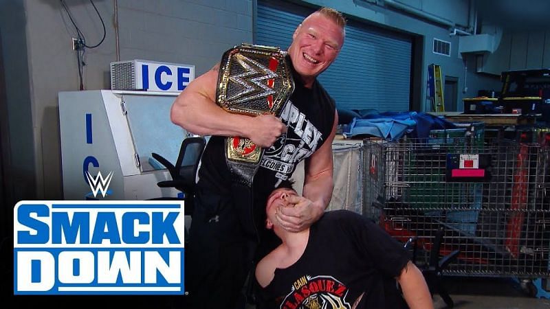 Brock Lesnar ambushed Cain Velasquez and Rey Mysterio in a wild backstage brawl!