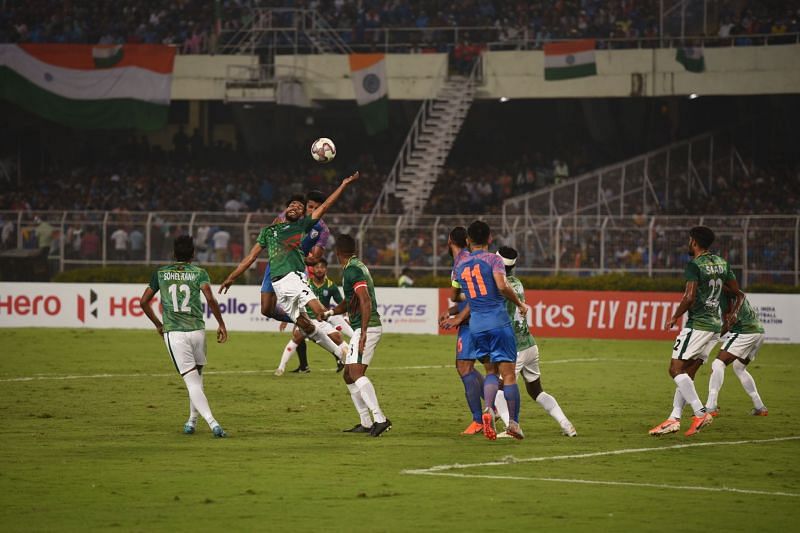 India was forced to play long ball football for most of the time in the first half