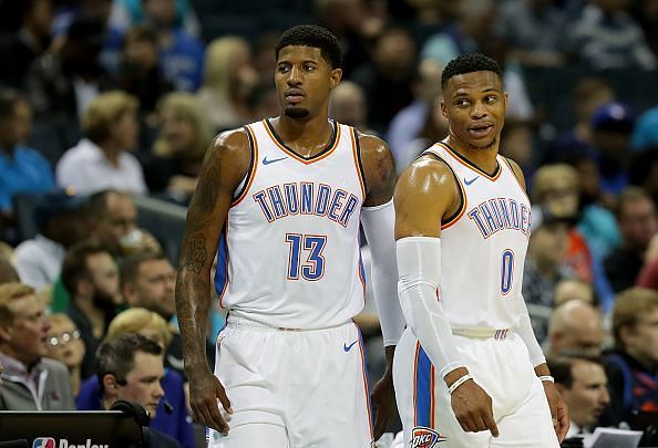 Russell Westbrook and Paul George spent two seasons together with the Oklahoma City Thunder