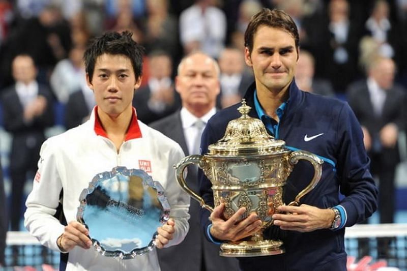 Federer beats Nishikori in the 2011 final, for his 5th Basel title