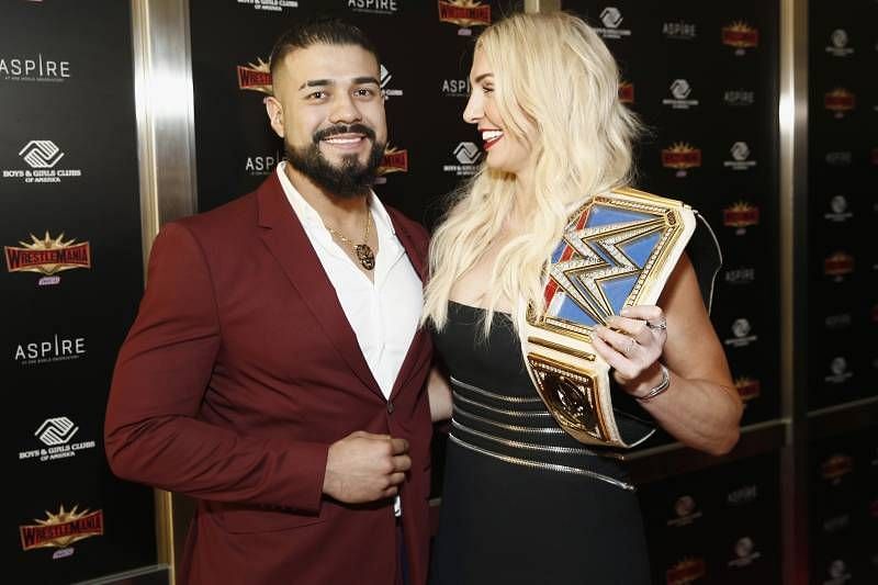 Andrade and Charlotte Flair