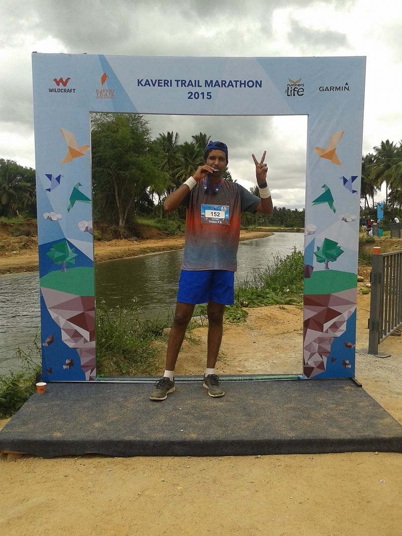 Posing with finisher medal after completing my first full-marathon in Sep 2015