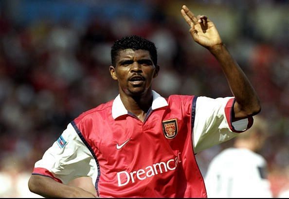 Kanu in action for the Gunners.