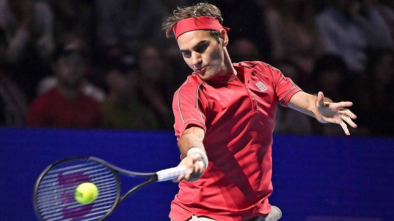 Federer in action at 2019 Basel
