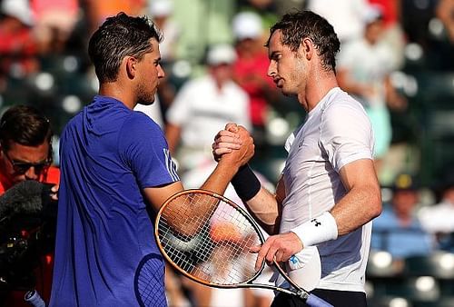 Dominic Thiem (L) and Andy Murray