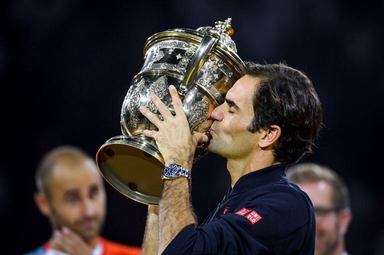 Roger Federer with his 9th Basel Title in 2018