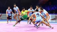 Pardeep Narwal in action in his penultimate match of Season 7