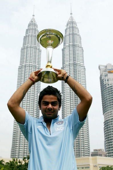 Virat Kohli with the Under-19 WC trophy in 2008