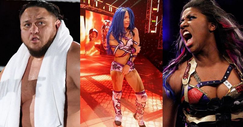 Samoa Joe, Sasha Banks and Ember Moon.