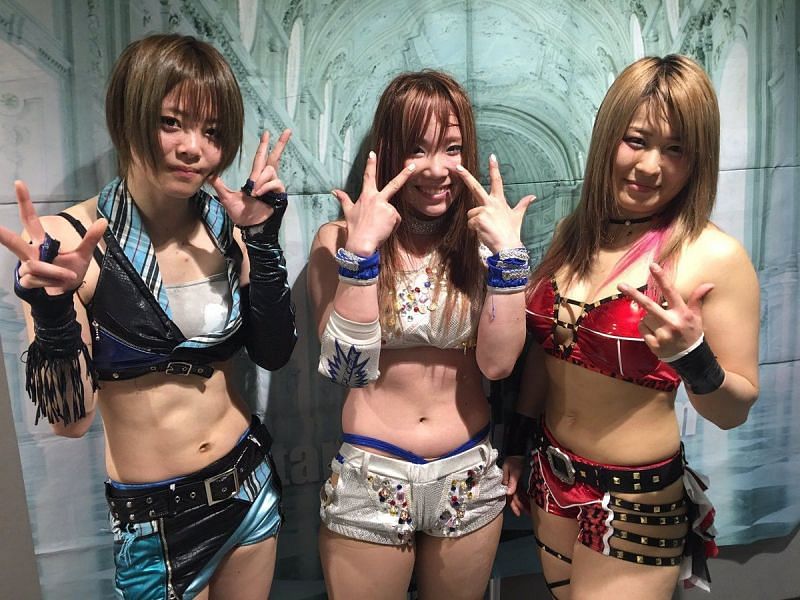 Mayu Iwatani, Kairi Sane and Io Shirai from their Stardom days