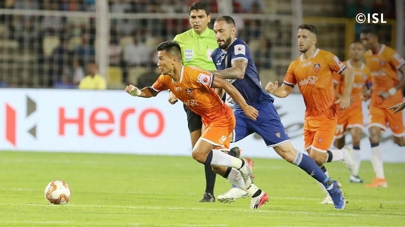 The Gaurs attack gave the Chennaiyin defence a lot of worries (Image Courtesy: ISL)