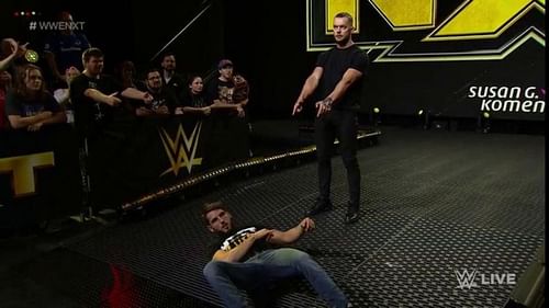 Finn Balor after taking out Johnny Gargano.