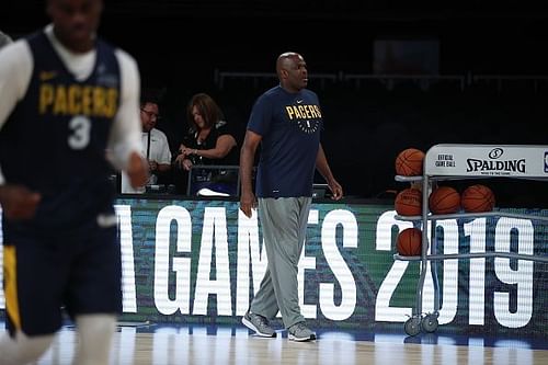 Nate McMillan during Indiana Pacers' practice at the NSCI Dome in Mumbai