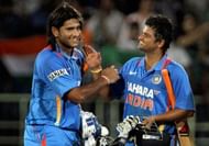 Saurabh Tiwary with Suresh Raina