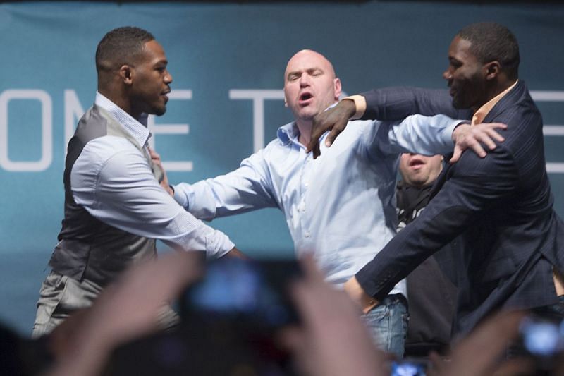 Jon Jones and Anthony Johnson facing off prior to their first octagon meeting