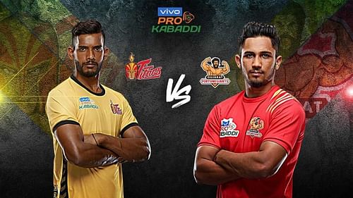 Telugu Titans battle Gujarat Fortune Giants in the battle of pride tonight.