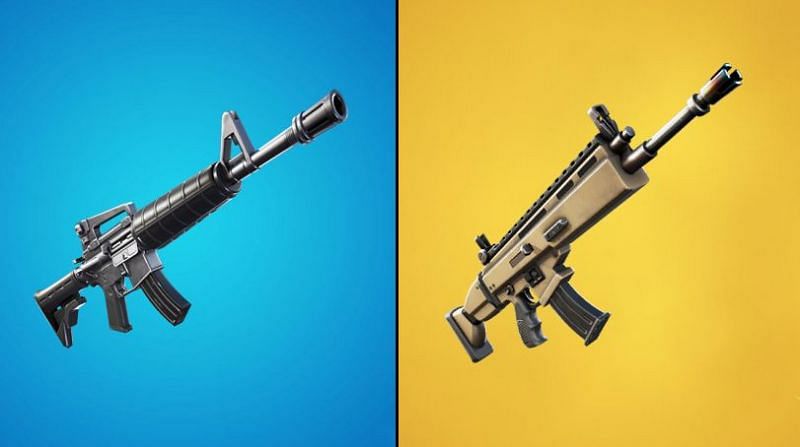 Left: Common M16, Right: Upgraded Epic/Legendary SCAR
